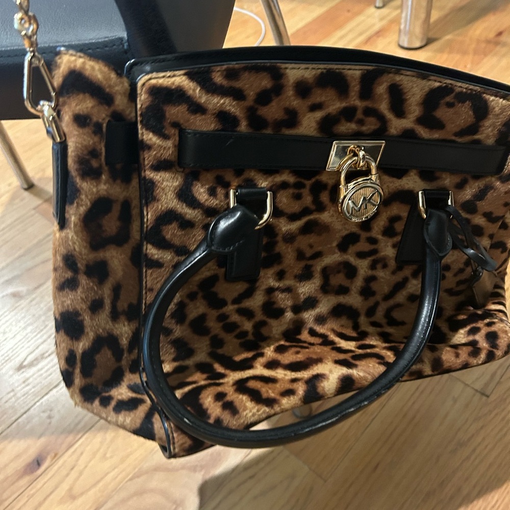 Michael Kors Tan and Black Animal Print Tote - Picture 7 of 12
